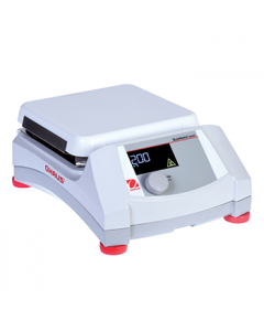 OHAUS Guardian 5000 Hotplate, 7"x7" Ceramic Top Plate; Temperature Range: Ambient +5°C – 500°C; Digital Control; Backlit LCD Display; Dimensions: 4.8 x 12.2 x 8.8 in (12.2 x 30.9 x 22.3 cm); 120V. Temperature probe not included.