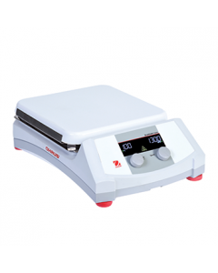 OHAUS Guardian 5000 Hotplate Stirrer, Heating and Stirring, Capacity 18 L,10"x10" Ceramic Top Plate; Speed: 60-1600 rpm; Temp Range: Ambient +5°C – 500°C; Digital Control; Backlit LCD Display; Dimensions: 4.8x16.3x13.3"; 120V, 11.2A, 50/60Hz, Temp Probe n